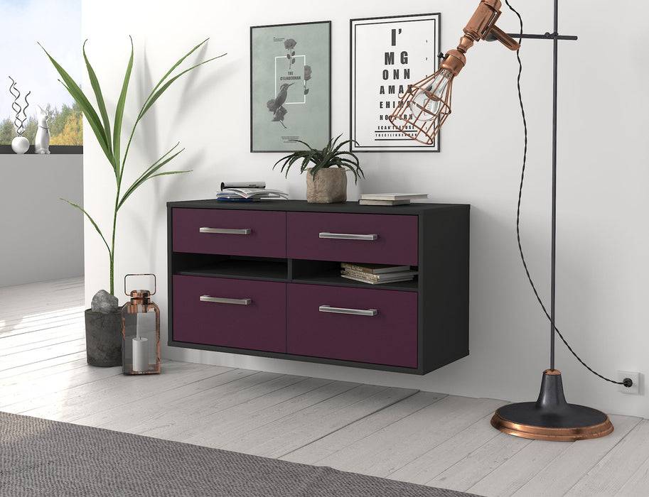 Stil Zeit Möbel Lowboard Milwaukee, Lila, hängend mit Griffen (92x49x35cm) 50% Rabatt mit kostenlosem Versand