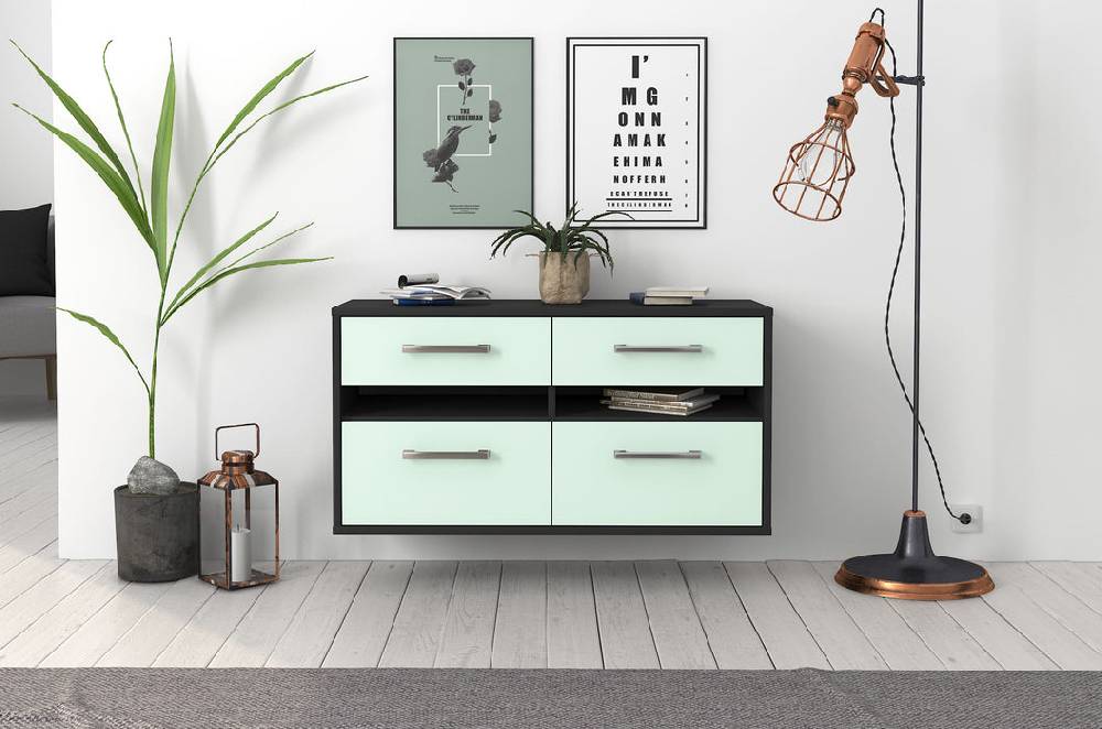 Stil Zeit Möbel Lowboard Milwaukee, Mint, hängend mit Griffen (92x49x35cm) Kostenloser Versand international