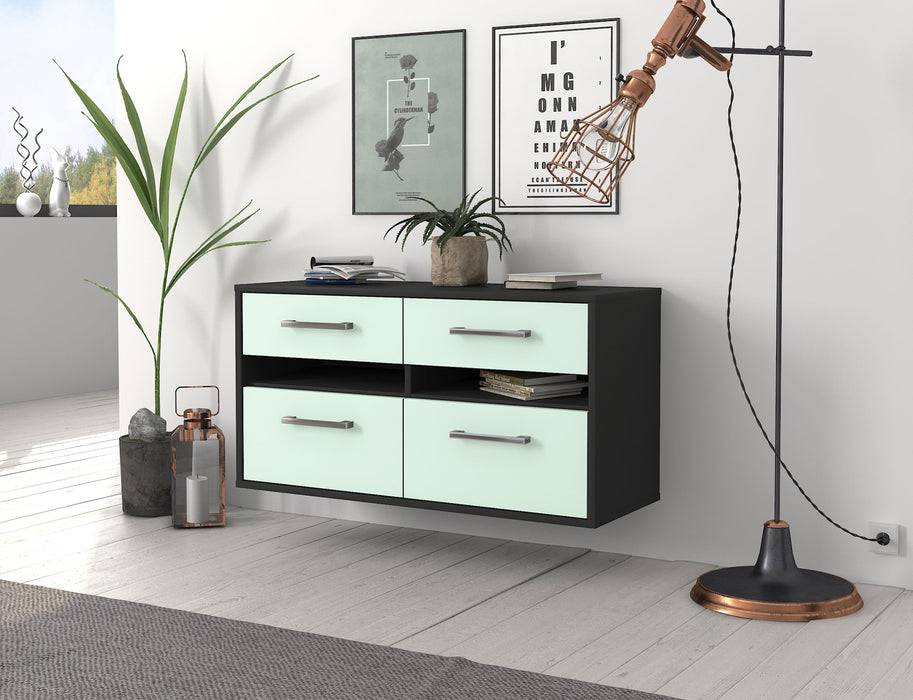 Stil Zeit Möbel Lowboard Milwaukee, Mint, hängend mit Griffen (92x49x35cm) Kostenloser Versand international