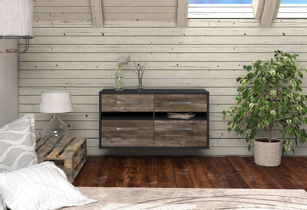 Stil Zeit Möbel Lowboard Milwaukee, Treibholz, hängend mit Griffen (92x49x35cm) zollfrei