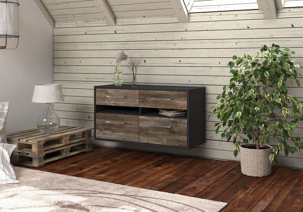 Stil Zeit Möbel Lowboard Milwaukee, Treibholz, hängend mit Griffen (92x49x35cm) zollfrei