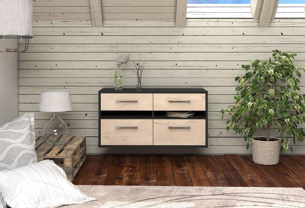 Stil Zeit Möbel Lowboard Milwaukee, Zeder, hängend mit Griffen (92x49x35cm) 50% Rabatt für begrenzte Zeit