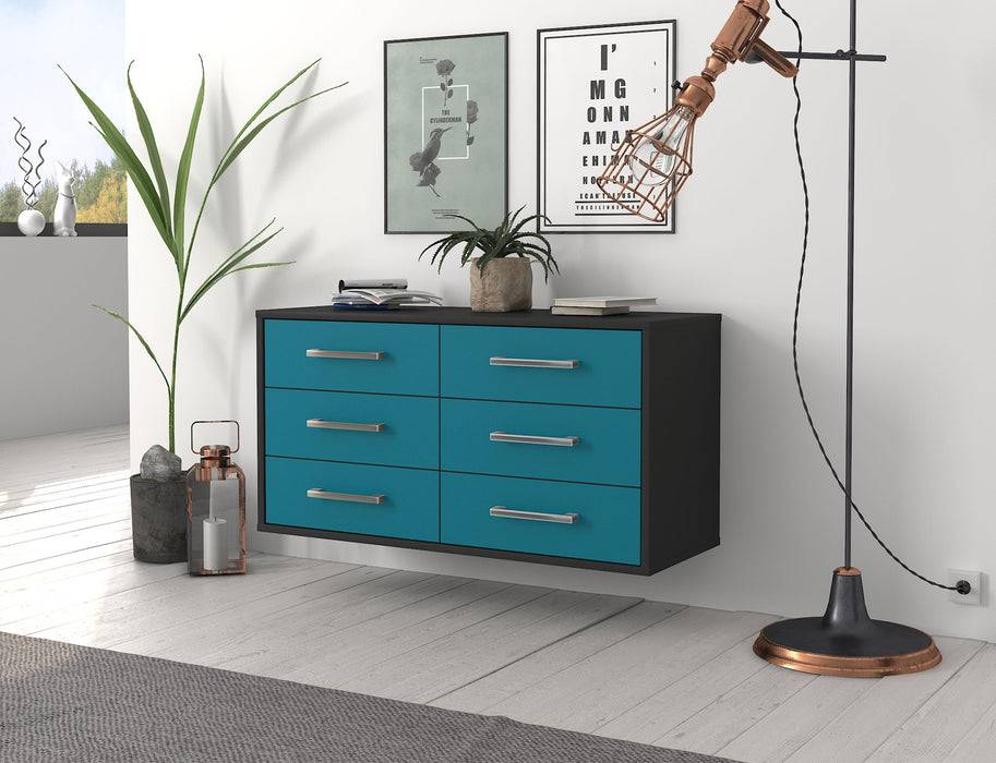 Stil Zeit Möbel Lowboard Baltimore, Tuerkis, hängend mit Griffen (92x49x35cm) Flash Sale