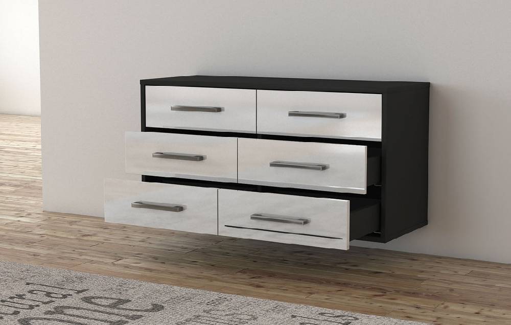 Stil Zeit Möbel Lowboard Baltimore, Weiß, hängend mit Griffen (92x49x35cm) Black Friday