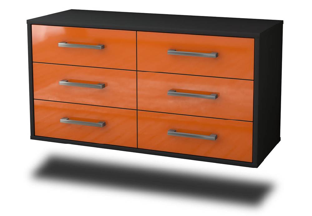 Stil Zeit Möbel Lowboard Baltimore, Orange, hängend mit Griffen (92x49x35cm)