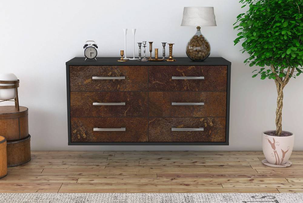 Stil Zeit Möbel Lowboard Baltimore, Rost, hängend mit Griffen (92x49x35cm) Heißer Verkauf