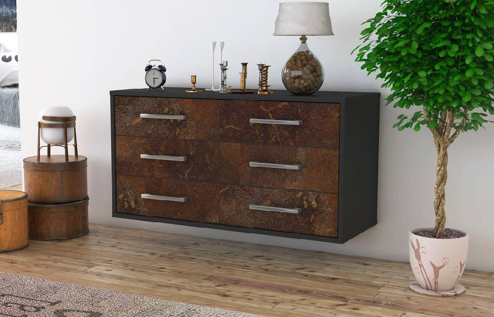 Stil Zeit Möbel Lowboard Baltimore, Rost, hängend mit Griffen (92x49x35cm) Heißer Verkauf