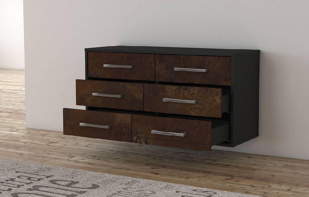 Stil Zeit Möbel Lowboard Baltimore, Rost, hängend mit Griffen (92x49x35cm) Heißer Verkauf