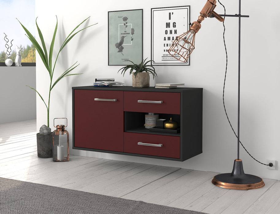 Stil Zeit Möbel Lowboard Charlotte, Bordeaux, hängend mit Griffen (92x49x35cm) Top Angebot