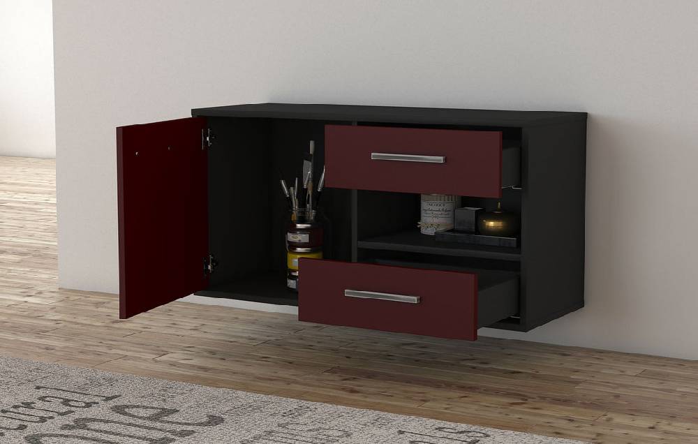 Stil Zeit Möbel Lowboard Charlotte, Gelb, hängend mit Griffen (92x49x35cm) Online Outlet