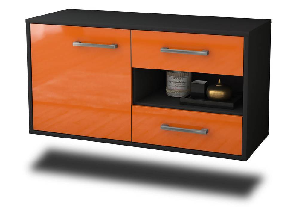 Stil Zeit Möbel Lowboard Charlotte, Orange, hängend mit Griffen (92x49x35cm) Bestseller
