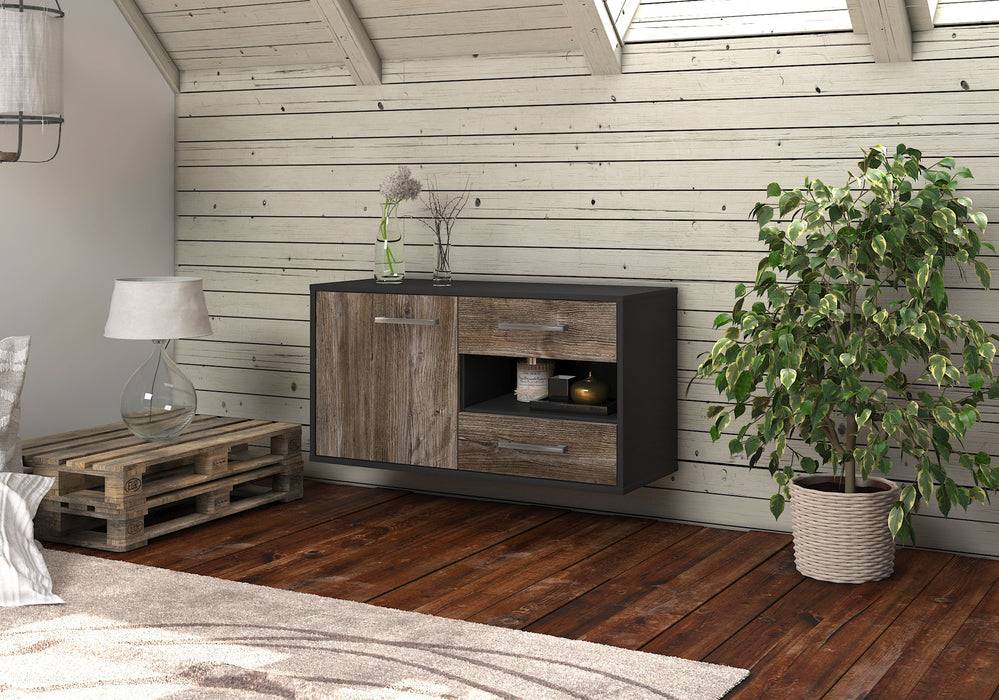 Stil Zeit Möbel Lowboard Charlotte, Treibholz, hängend mit Griffen (92x49x35cm) Saisonale Angebote