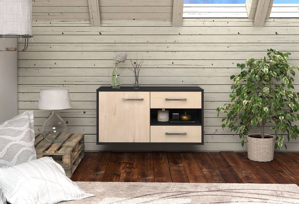 Stil Zeit Möbel Lowboard Charlotte, Zeder, hängend mit Griffen (92x49x35cm) Räumungsverkauf