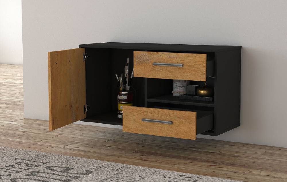 Stil Zeit Möbel Lowboard Charlotte, Pinie, hängend mit Griffen (92x49x35cm) Kauf eins, bekomm eins gratis