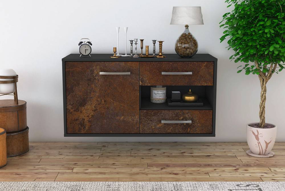 Stil Zeit Möbel Lowboard Charlotte, Rost, hängend mit Griffen (92x49x35cm) VIP-Rabatte