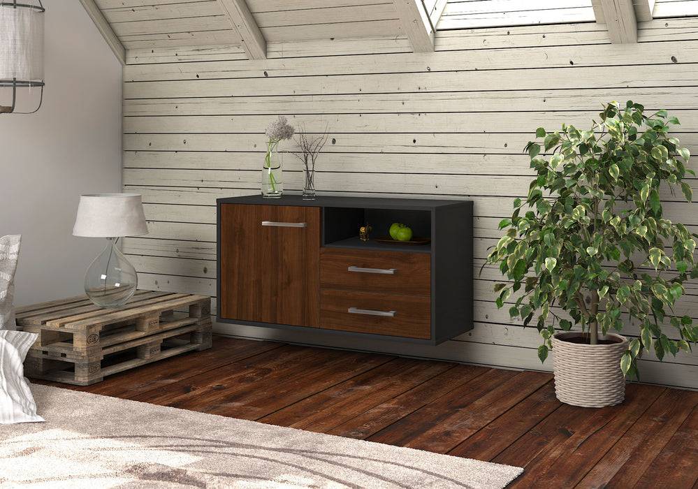 Stil Zeit Möbel Lowboard Memphis, Walnuss, hängend mit Griffen (92x49x35cm) Bis zu 60% Rabatt