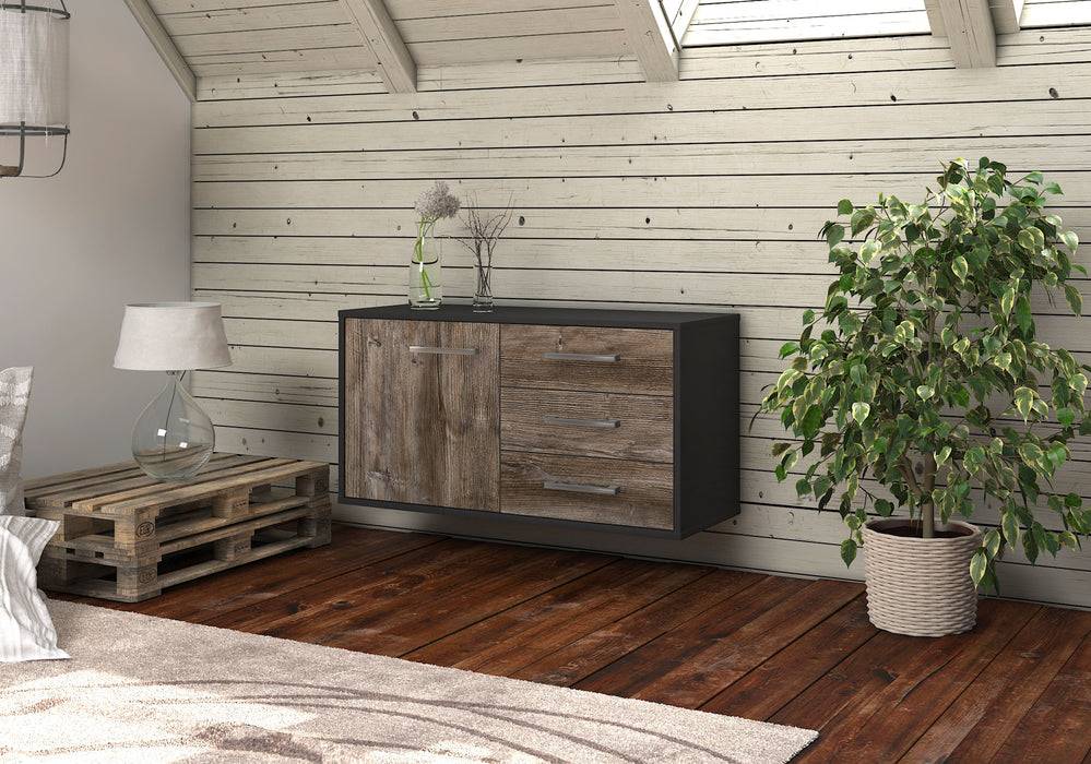 Stil Zeit Möbel Lowboard Fort Worth, Treibholz, hängend mit Griffen (92x49x35cm) Begrenzt auf 3 Tage
