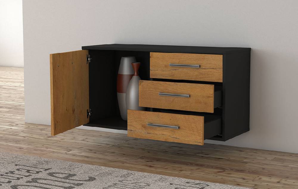 Stil Zeit Möbel Lowboard Fort Worth, Treibholz, hängend mit Griffen (92x49x35cm) Begrenzt auf 3 Tage