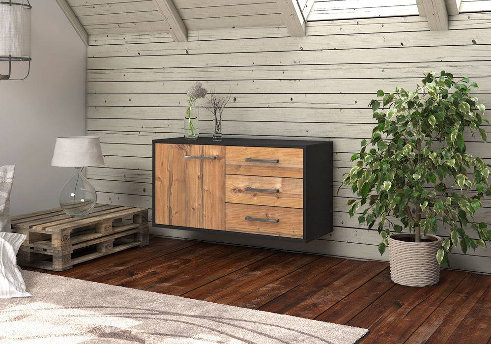 Stil Zeit Möbel Lowboard Fort Worth, Pinie, hängend mit Griffen (92x49x35cm) Black Friday Preise