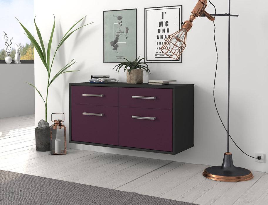 Stil Zeit Möbel Lowboard Austin, Lila, hängend mit Griffen (92x49x35cm) Outlet