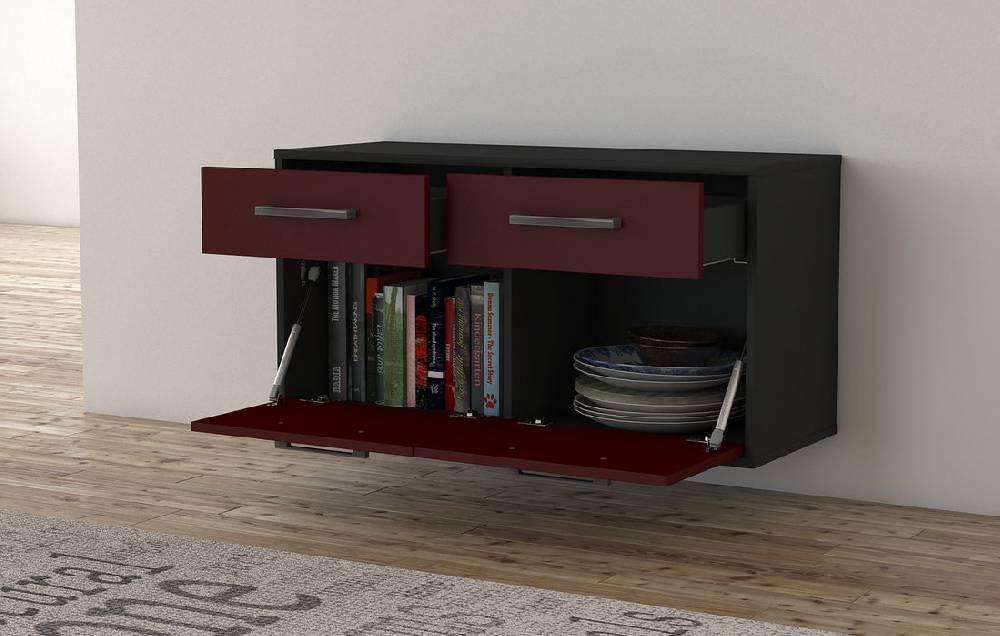 Stil Zeit Möbel Lowboard Austin, Lila, hängend mit Griffen (92x49x35cm) Outlet