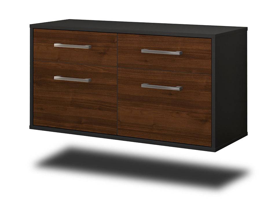 Stil Zeit Möbel Lowboard Austin, Walnuss, hängend mit Griffen (92x49x35cm) Blitzverkäufe