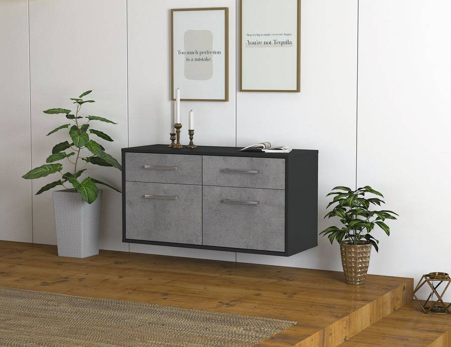 Stil Zeit Möbel Lowboard Austin, Beton, hängend mit Griffen (92x49x35cm) Limitierter Zeitrabatt