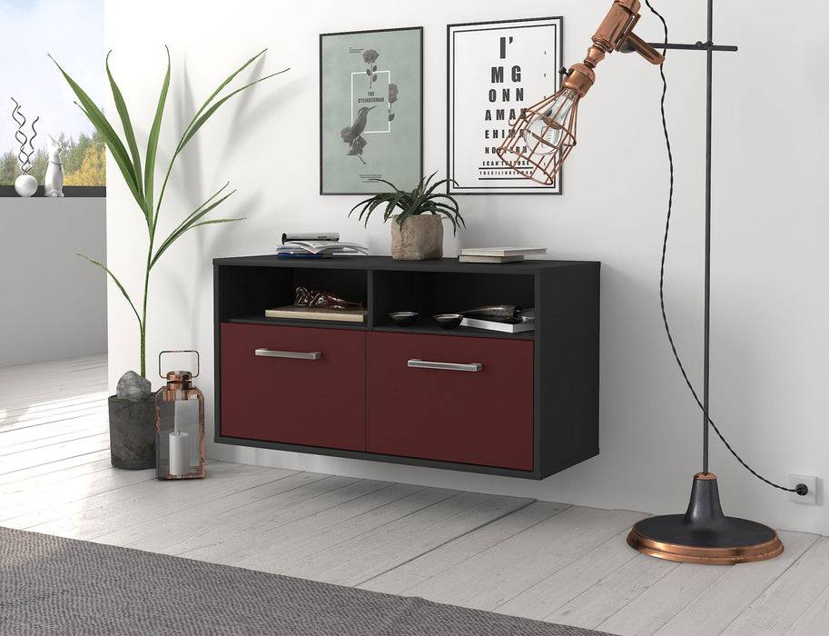 Stil Zeit Möbel Lowboard Columbus, Bordeaux, hängend mit Griffen (92x49x35cm) Sonderangebot