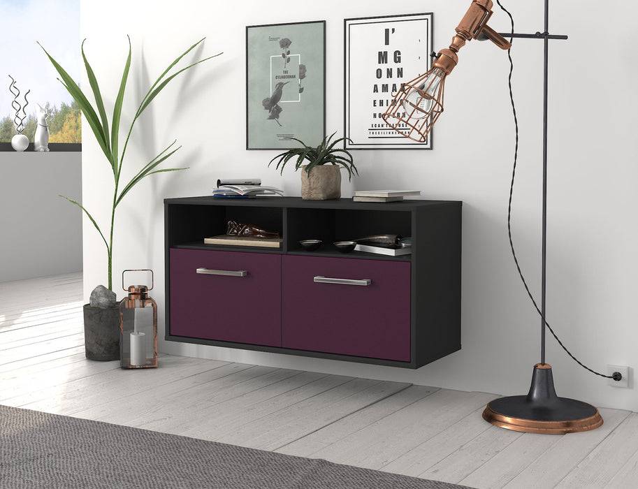 Stil Zeit Möbel Lowboard Columbus, Lila, hängend mit Griffen (92x49x35cm) Versandkostenfrei