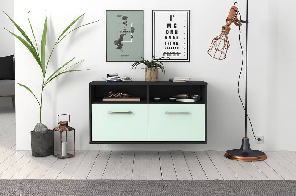 Stil Zeit Möbel Lowboard Columbus, Mint, hängend mit Griffen (92x49x35cm) Großer Ausverkauf