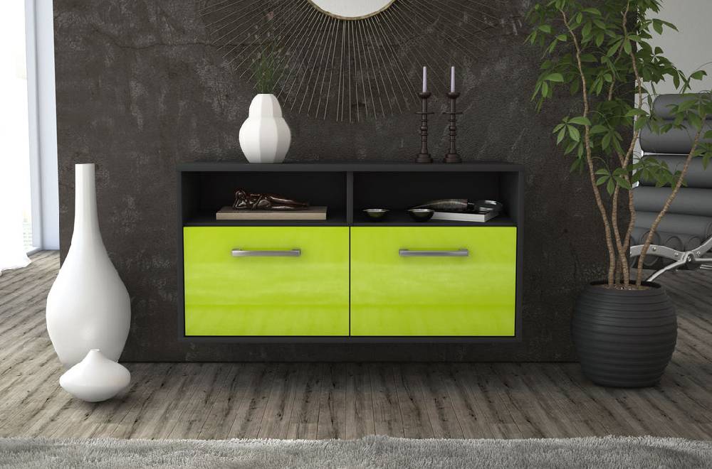Stil Zeit Möbel Lowboard Columbus, Gruen, hängend mit Griffen (92x49x35cm) Begrenztes Angebot
