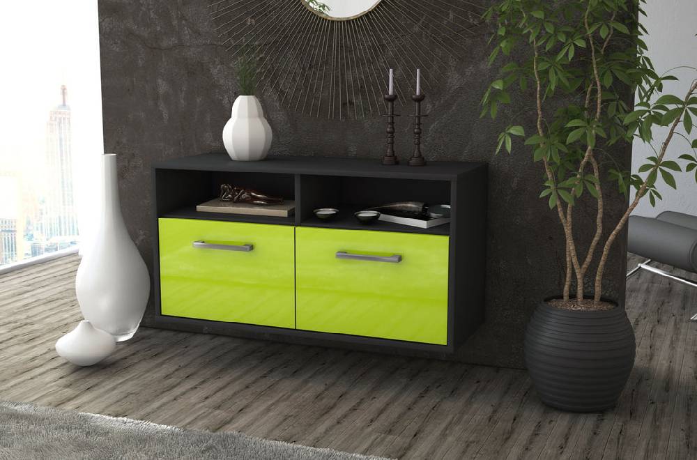 Stil Zeit Möbel Lowboard Columbus, Gruen, hängend mit Griffen (92x49x35cm) Begrenztes Angebot