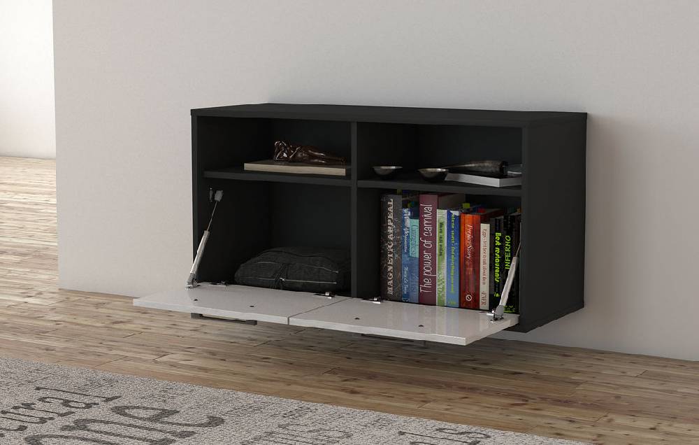 Stil Zeit Möbel Lowboard Columbus, Weiß, hängend mit Griffen (92x49x35cm) Online Shopping