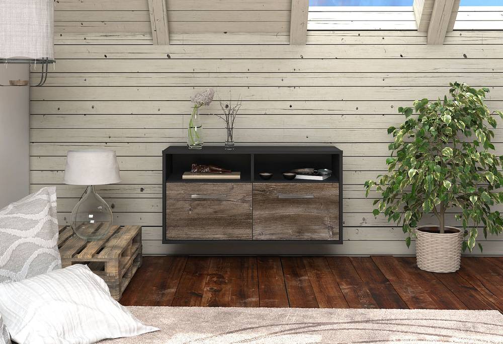 Stil Zeit Möbel Lowboard Columbus, Treibholz, hängend mit Griffen (92x49x35cm) Saisonschlussverkauf
