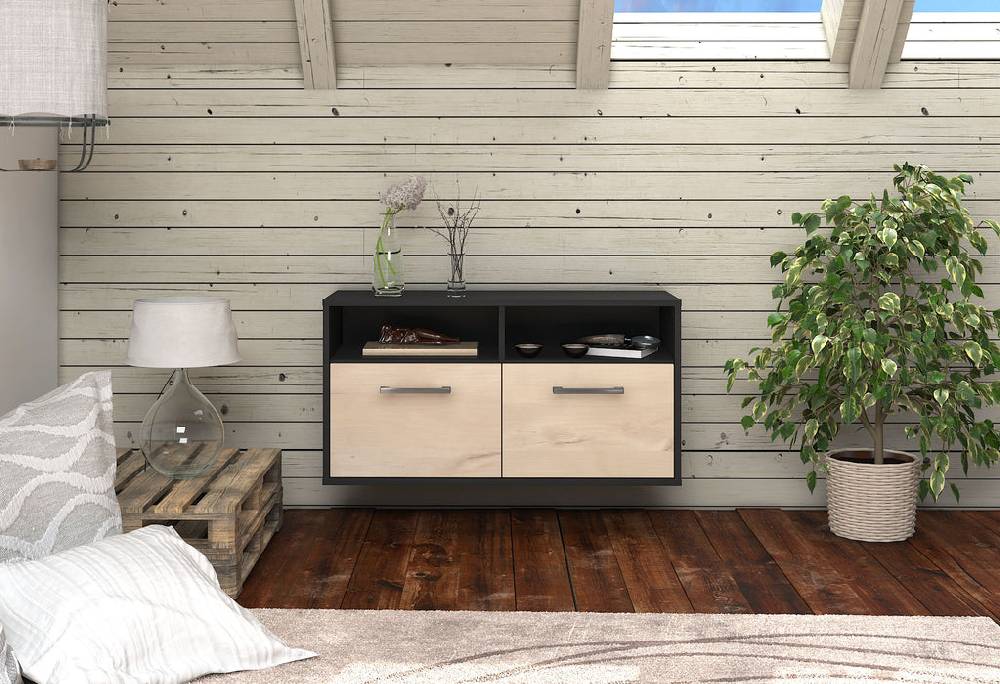 Stil Zeit Möbel Lowboard Columbus, Zeder, hängend mit Griffen (92x49x35cm) Black Friday