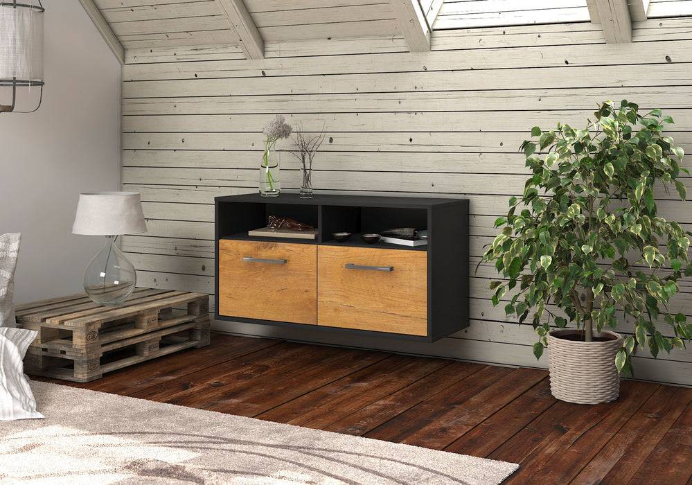 Stil Zeit Möbel Lowboard Columbus, Eiche, hängend mit Griffen (92x49x35cm) Osterangebot