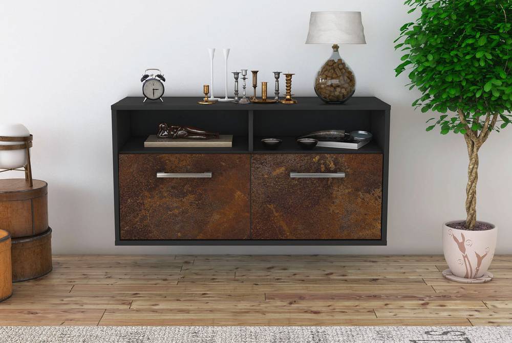 Stil Zeit Möbel Lowboard Columbus, Rost, hängend mit Griffen (92x49x35cm) Vatertagsangebot