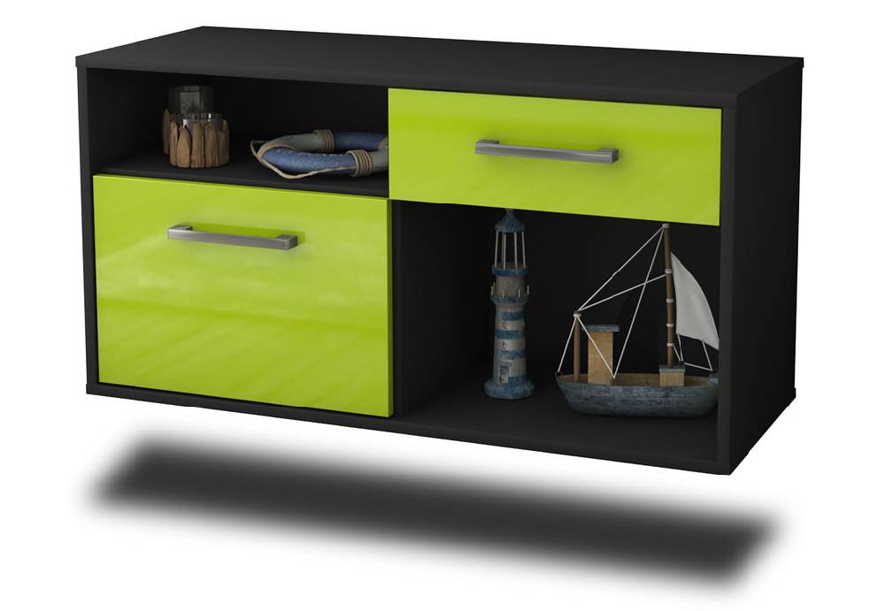 Stil Zeit Möbel Lowboard San Francisco, Gruen, hängend mit Griffen (92x49x35cm) Online Outlet