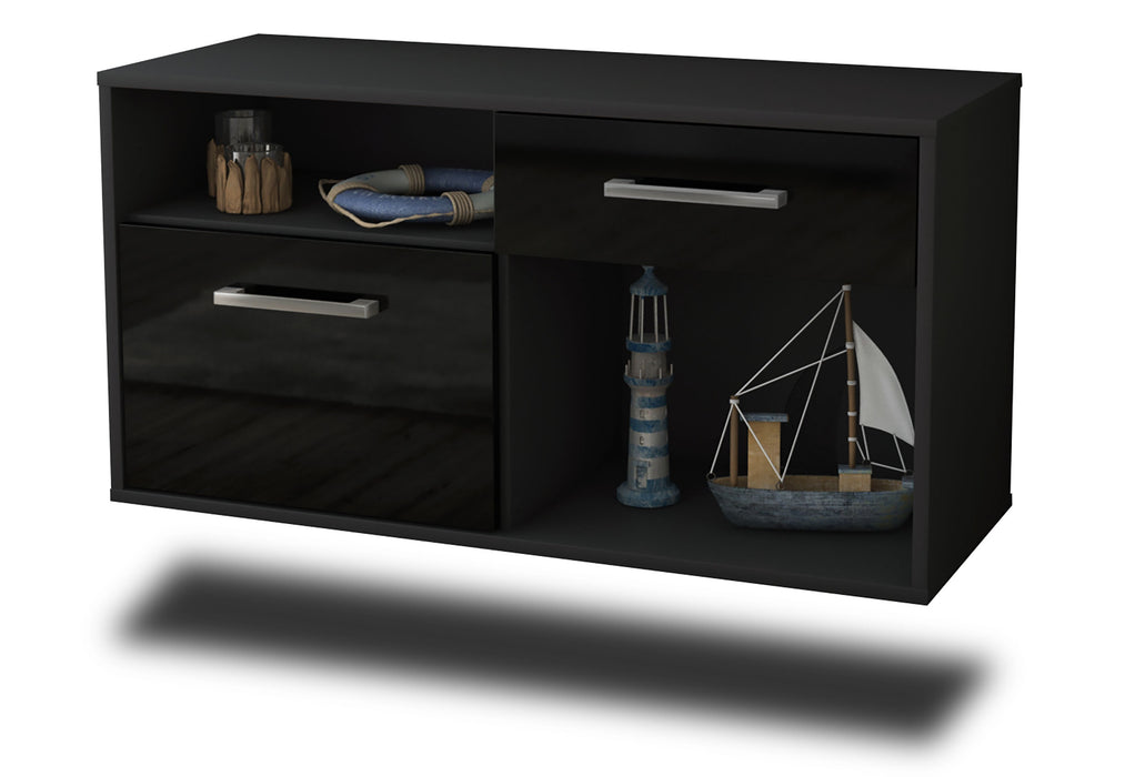 Stil Zeit Möbel Lowboard San Francisco, Schwarz, hängend mit Griffen (92x49x35cm) Exklusive Angebote