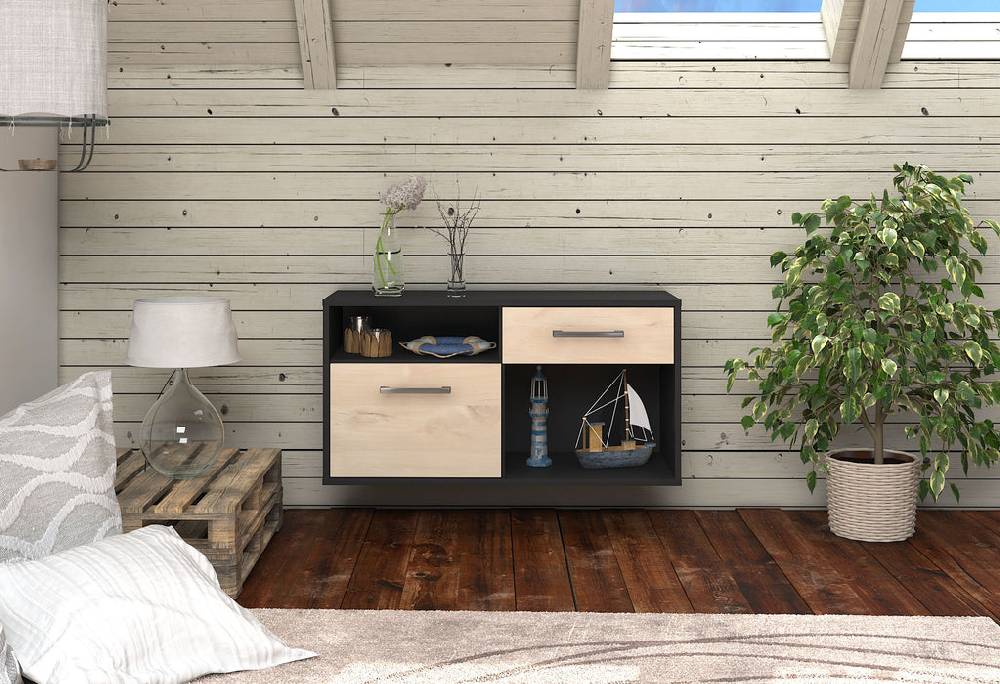 Stil Zeit Möbel Lowboard San Francisco, Zeder, hängend mit Griffen (92x49x35cm) Neuheiten