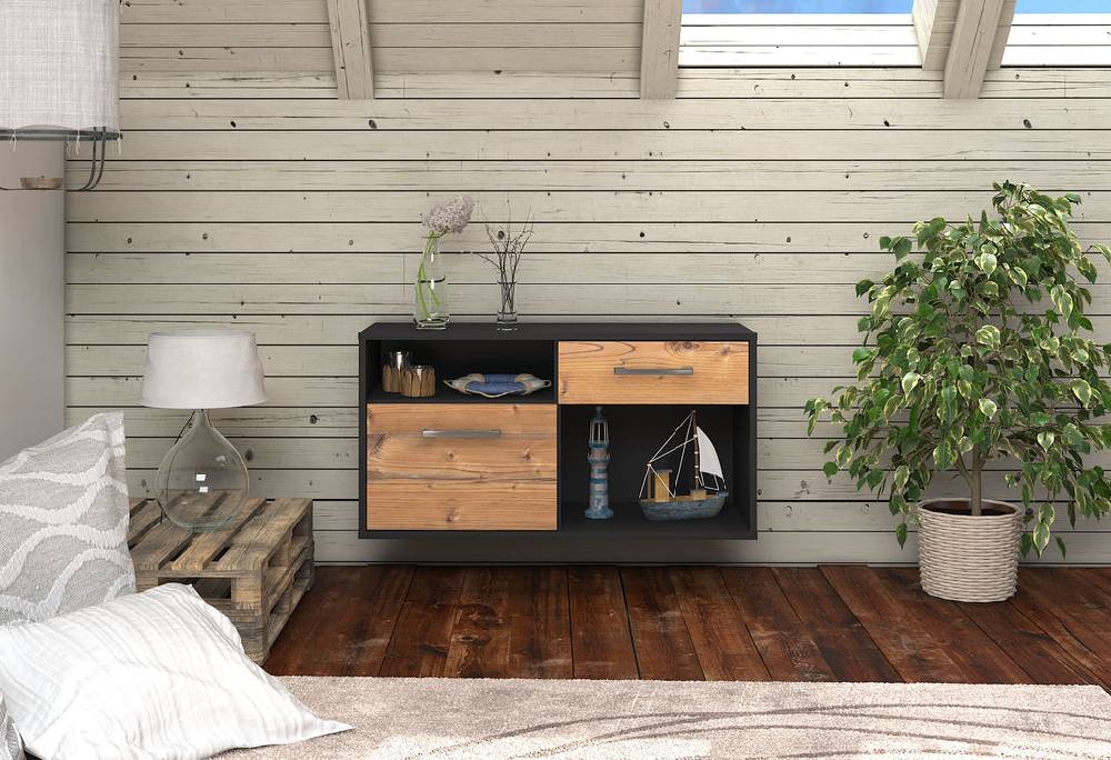 Stil Zeit Möbel Lowboard San Francisco, Pinie, hängend mit Griffen (92x49x35cm) Bestseller