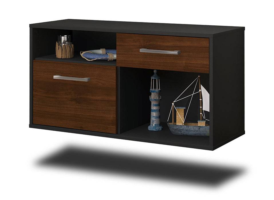 Stil Zeit Möbel Lowboard San Francisco, Walnuss, hängend mit Griffen (92x49x35cm)