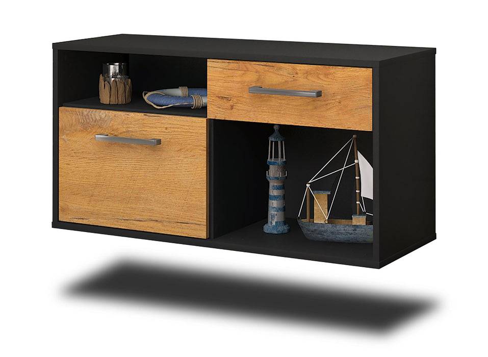 Stil Zeit Möbel Lowboard San Francisco, Eiche, hängend mit Griffen (92x49x35cm)