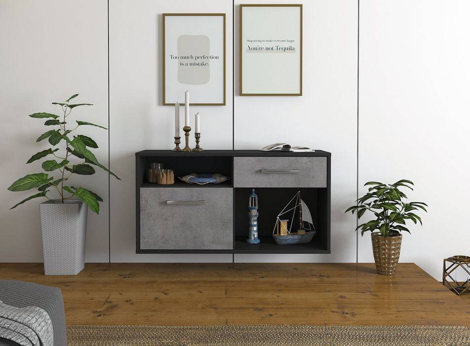 Stil Zeit Möbel Lowboard San Francisco, Beton, hängend mit Griffen (92x49x35cm) Kauf eins, bekomm eins gratis