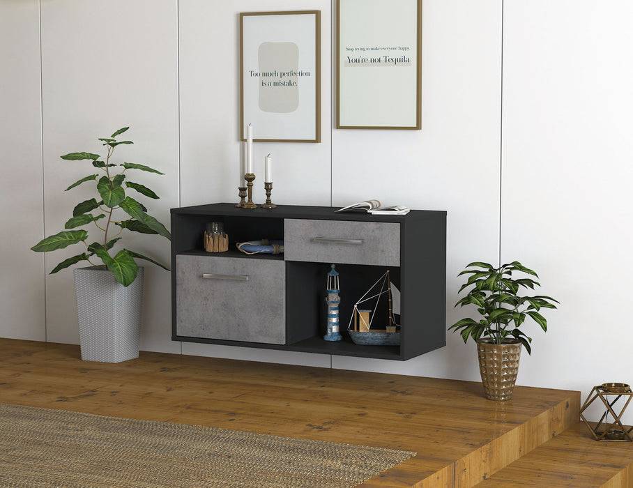 Stil Zeit Möbel Lowboard San Francisco, Beton, hängend mit Griffen (92x49x35cm) Kauf eins, bekomm eins gratis