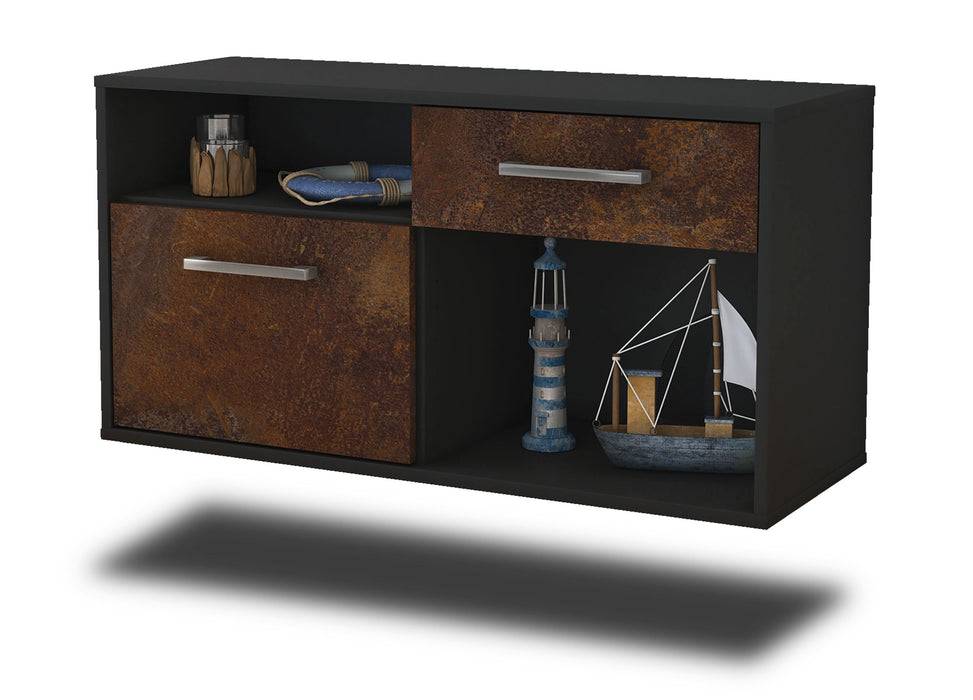 Stil Zeit Möbel Lowboard San Francisco, Rost, hängend mit Griffen (92x49x35cm)