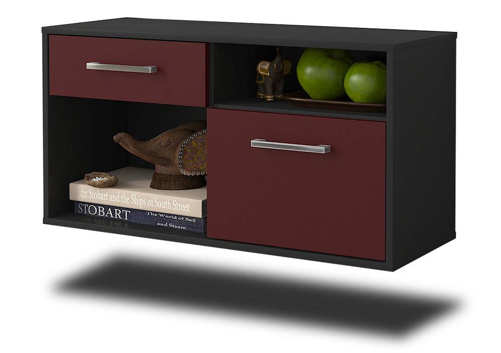 Stil Zeit Möbel Lowboard Indianapolis, Bordeaux, hängend mit Griffen (92x49x35cm)