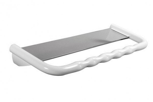 Stock Fachmann Erlau Rundgrip Konsolgriff 48 cm Ablage Glas weiß