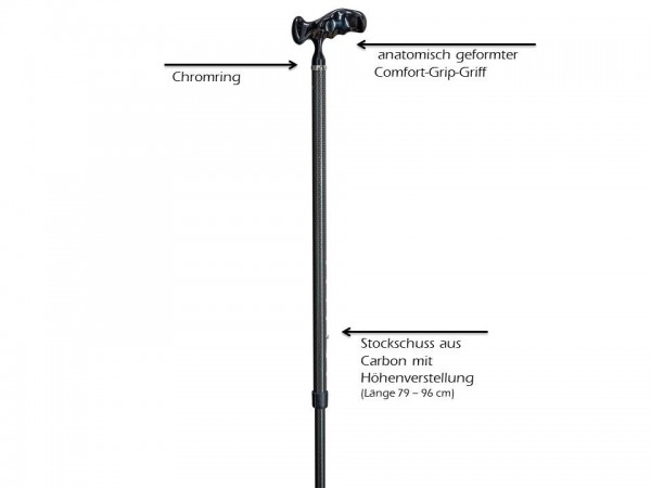 Stock Fachmann Gehstock aus Carbon Comfort Grip Höhenverstellbar Gehhilfe Spazierstock Limitierter Zeitrabatt