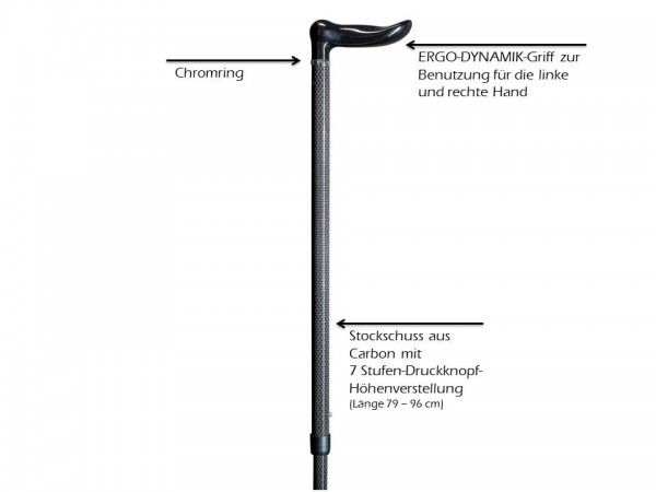 Stock Fachmann Gehstock aus Carbon Ergo Dynamik Höhenverstellbar Gehhilfe Spazierstock Blitzverkäufe